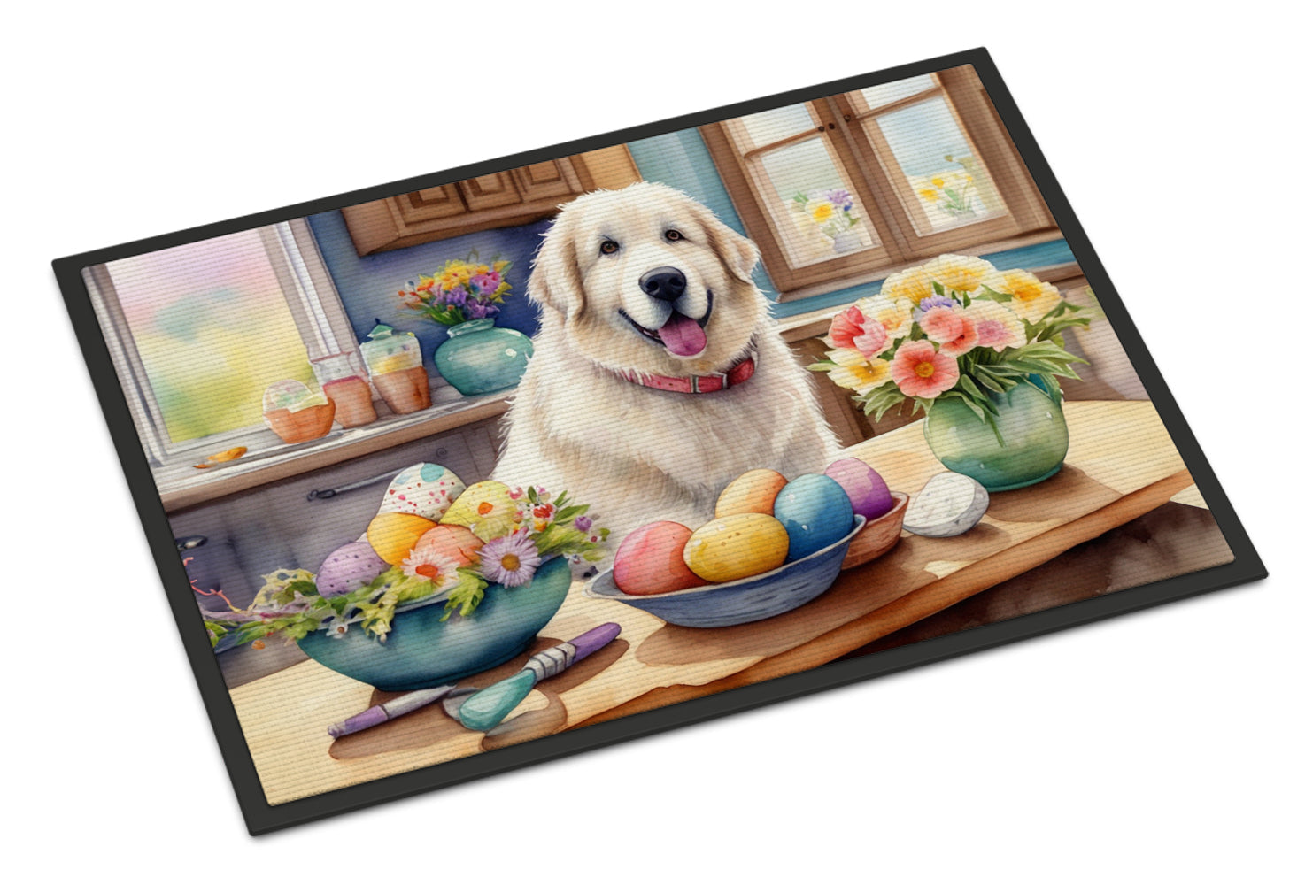 Decorating Easter Great Pyrenees Doormat Indoor Outdoor 24H X 36W Front Door Mat Rugs for Entryway, Non Slip Washable Low Pile,