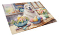 Decorating Easter Great Pyrenees Cutting Board Tempered Glass Kitchen Cutting Surface, Heat Resistant Chopping, Non-Slip Feet, Food Prep & Serving