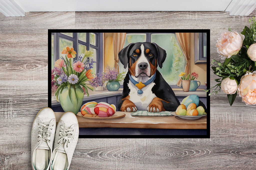 Decorating Easter Greater Swiss Mountain Dog Doormat Indoor Outdoor 18H X 27W Front Door Mat Rugs for Entryway, Non Slip Washable