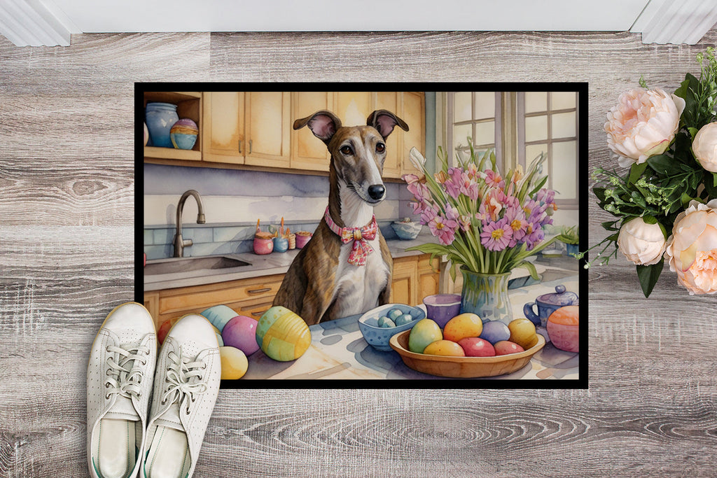 Decorating Easter Greyhound Doormat Indoor Outdoor 18H X 27W Front Door Mat Rugs for Entryway, Non Slip Washable