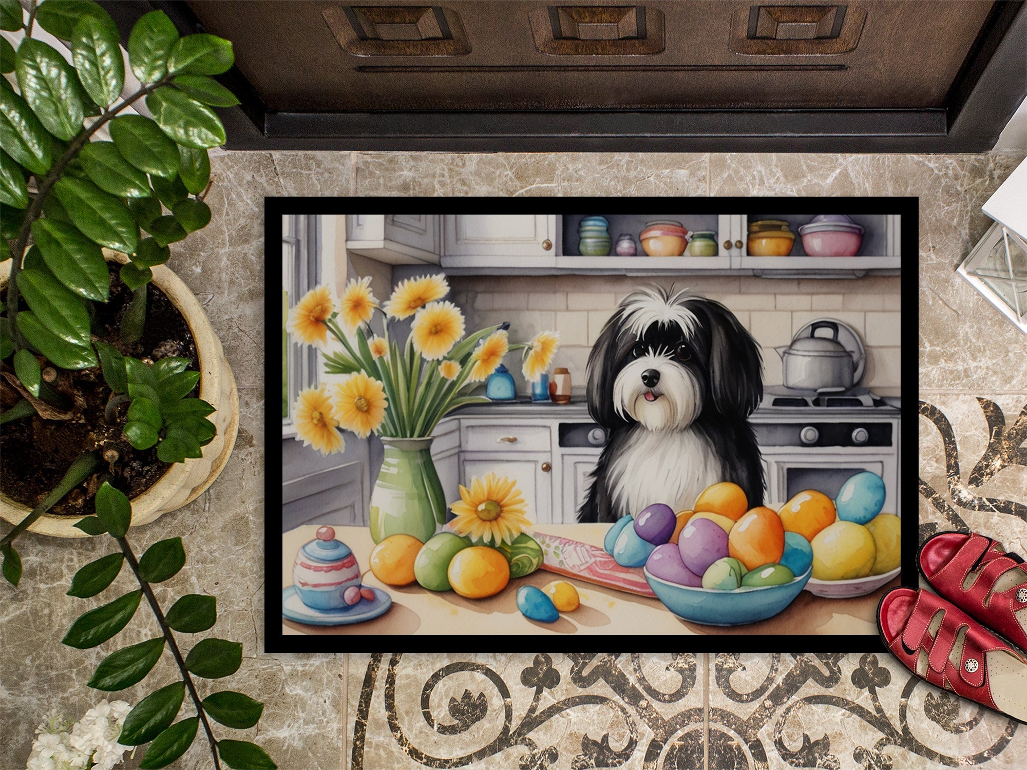 Decorating Easter Havanese Doormat Indoor Outdoor 24H X 36W Front Door Mat Rugs for Entryway, Non Slip Washable Low Pile,