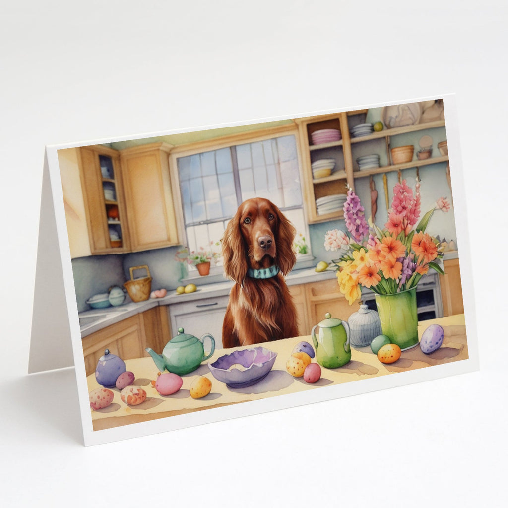 Decorating Easter Irish Setter Greeting Cards Pack of 8 Blank Cards with Envelopes Whimsical A7 Size 5x7