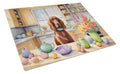 Decorating Easter Irish Setter Cutting Board Tempered Glass Kitchen Cutting Surface, Heat Resistant Chopping, Non-Slip Feet, Food Prep & Serving