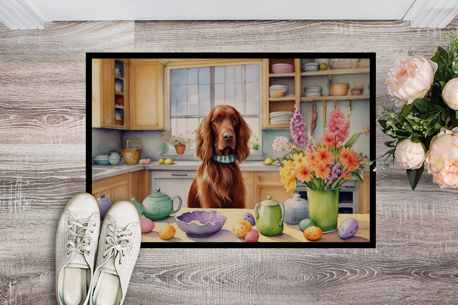 Decorating Easter Irish Setter Doormat Indoor Outdoor 18H X 27W Front Door Mat Rugs for Entryway, Non Slip Washable