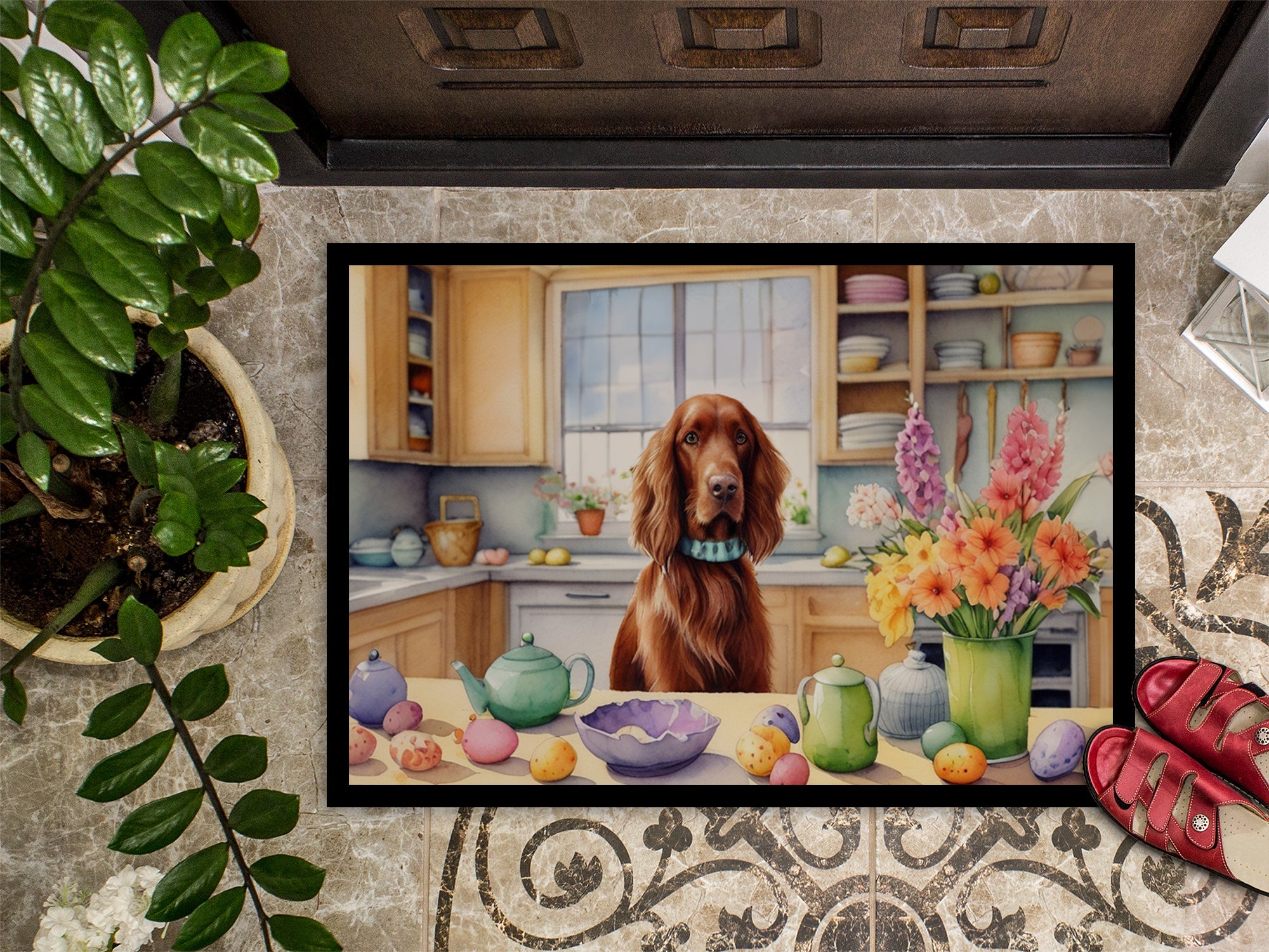 Decorating Easter Irish Setter Doormat Indoor Outdoor 18H X 27W Front Door Mat Rugs for Entryway, Non Slip Washable
