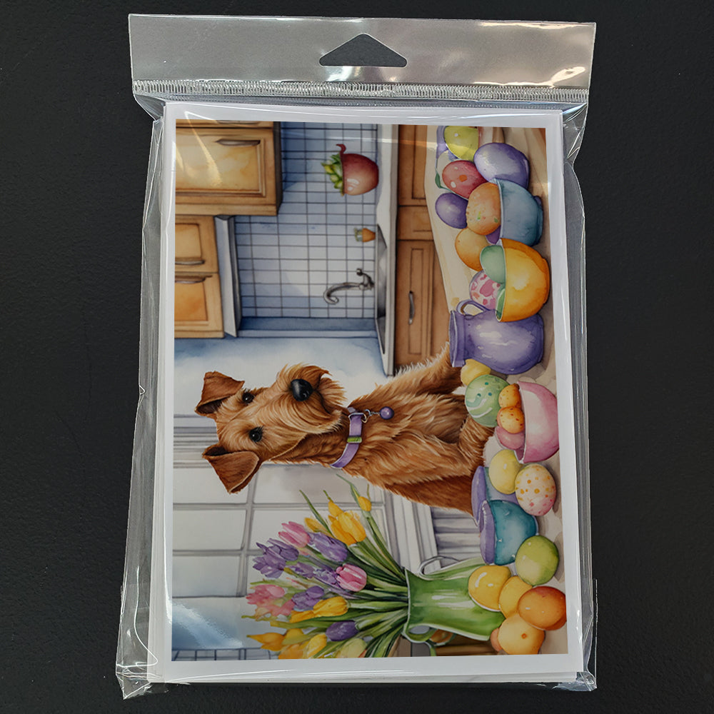 Decorating Easter Irish Terrier Greeting Cards Pack of 8 Blank Cards with Envelopes Whimsical A7 Size 5x7