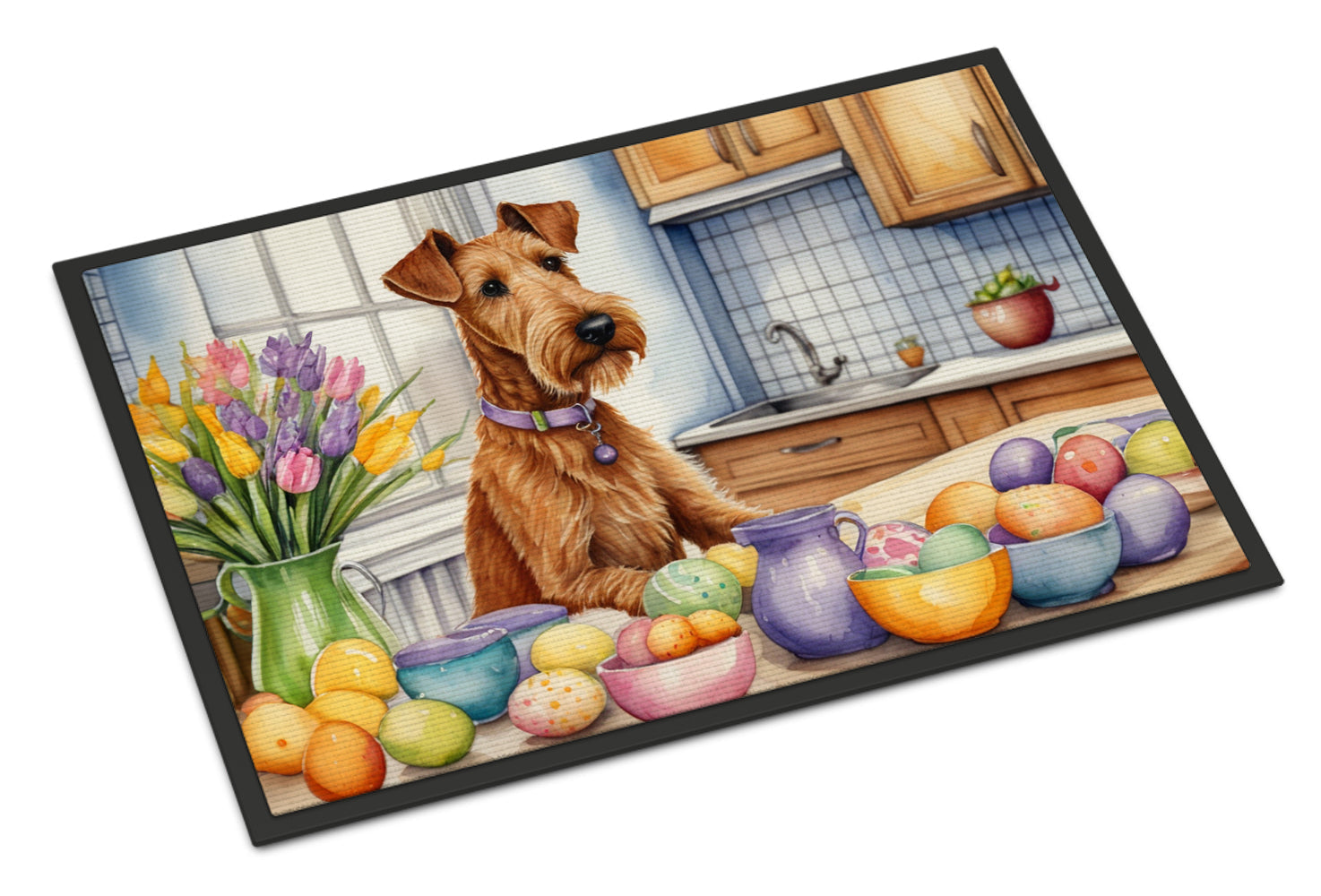 Decorating Easter Irish Terrier Doormat Indoor Outdoor 18H X 27W Front Door Mat Rugs for Entryway, Non Slip Washable