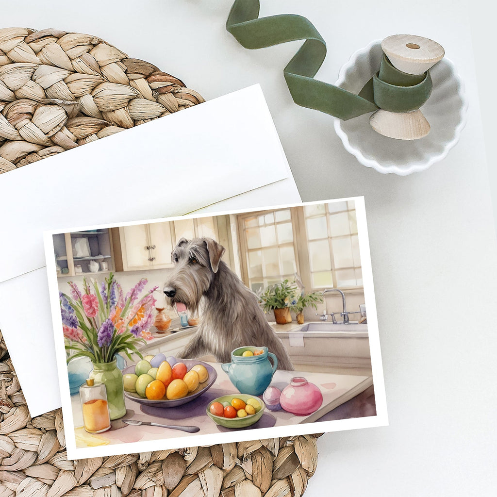 Decorating Easter Irish Wolfhound Greeting Cards Pack of 8 Blank Cards with Envelopes Whimsical A7 Size 5x7