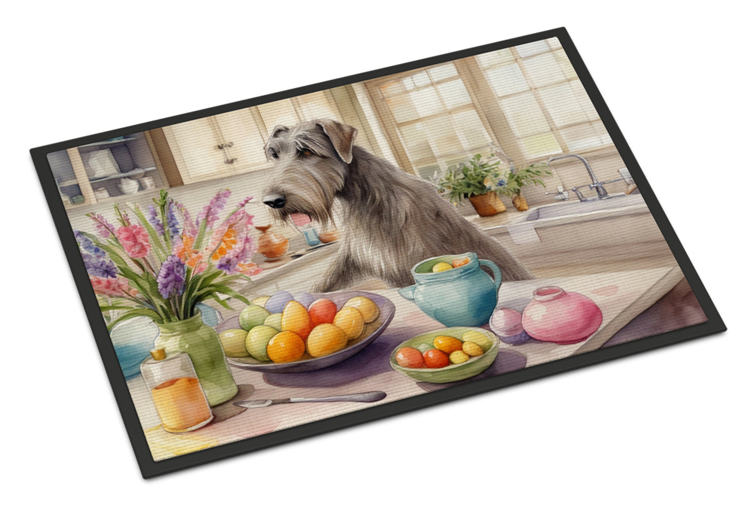 Decorating Easter Irish Wolfhound Doormat Indoor Outdoor 24H X 36W Front Door Mat Rugs for Entryway, Non Slip Washable Low Pile,