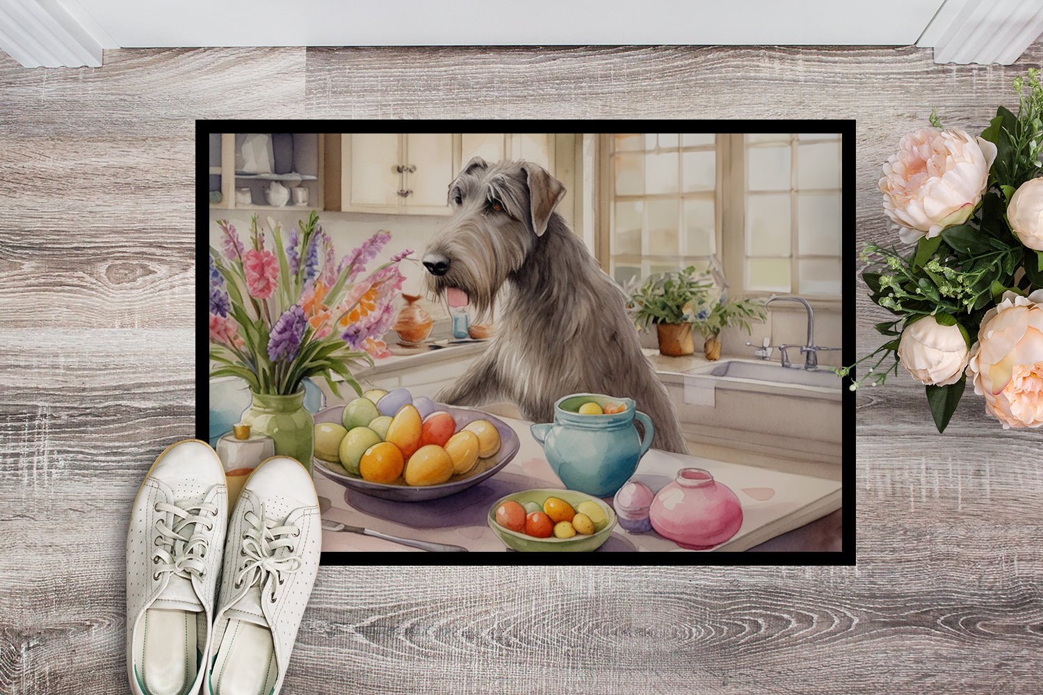 Decorating Easter Irish Wolfhound Doormat Indoor Outdoor 24H X 36W Front Door Mat Rugs for Entryway, Non Slip Washable Low Pile,