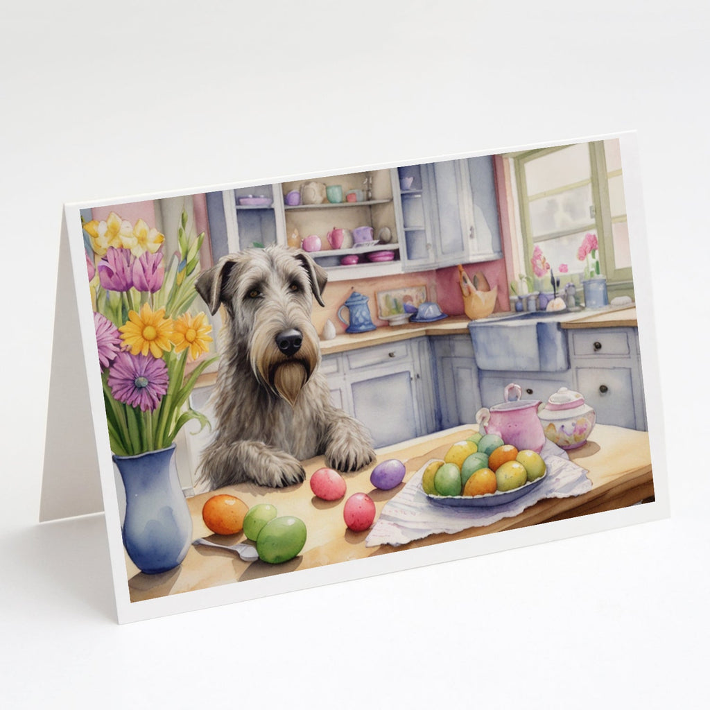 Decorating Easter Irish Wolfhound Greeting Cards Pack of 8 Blank Cards with Envelopes Whimsical A7 Size 5x7