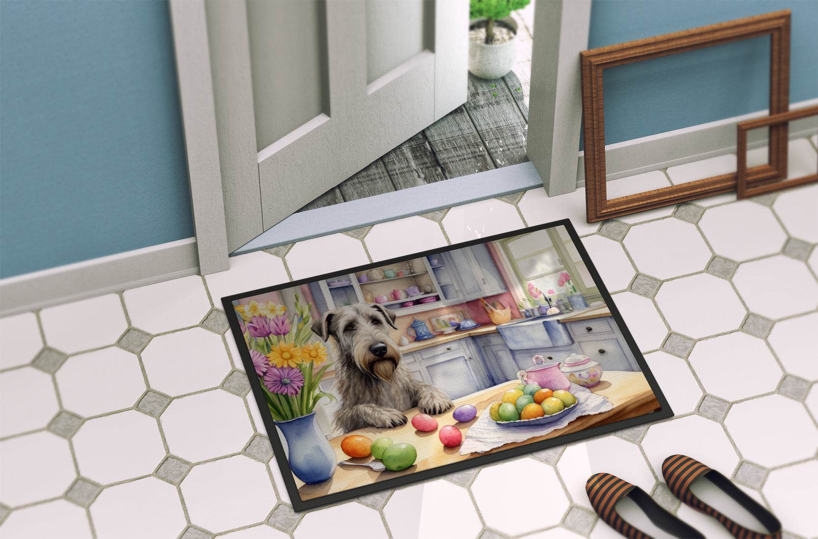 Decorating Easter Irish Wolfhound Doormat Indoor Outdoor 18H X 27W Front Door Mat Rugs for Entryway, Non Slip Washable