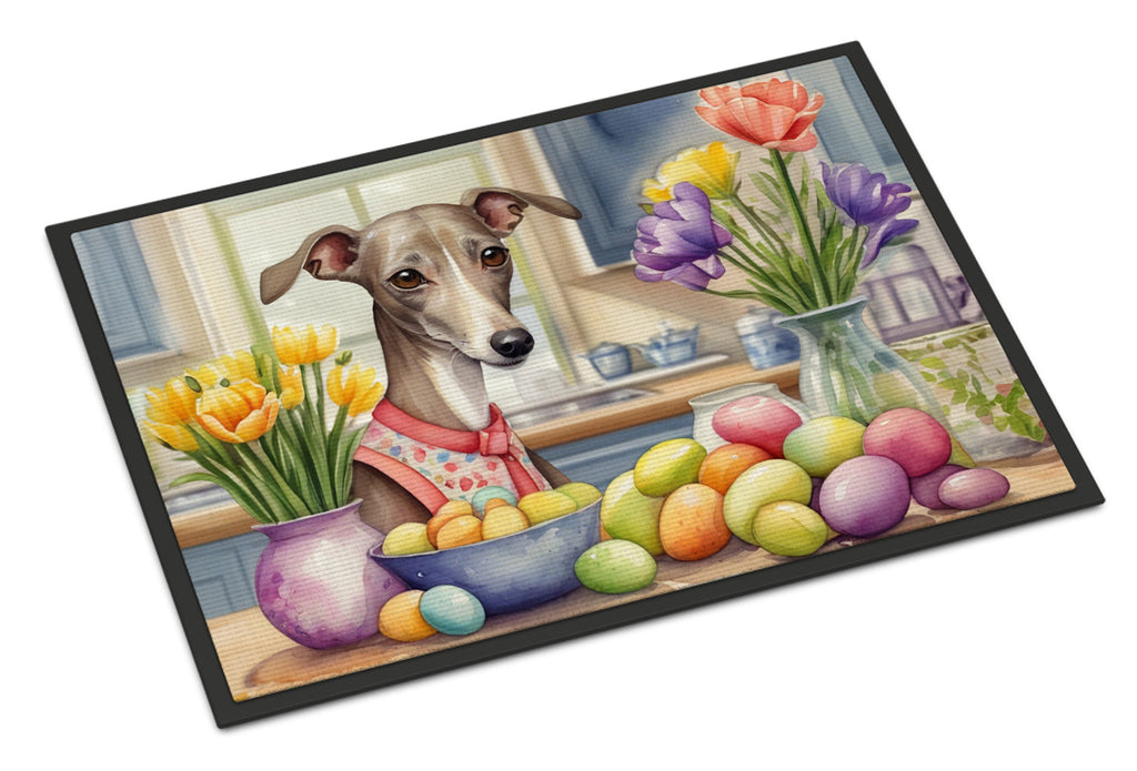 Decorating Easter Italian Greyhound Doormat Indoor Outdoor 18H X 27W Front Door Mat Rugs for Entryway, Non Slip Washable