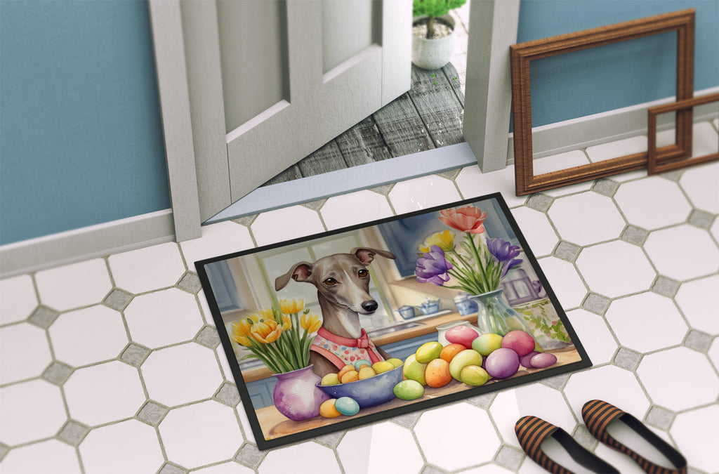 Decorating Easter Italian Greyhound Doormat Indoor Outdoor 18H X 27W Front Door Mat Rugs for Entryway, Non Slip Washable