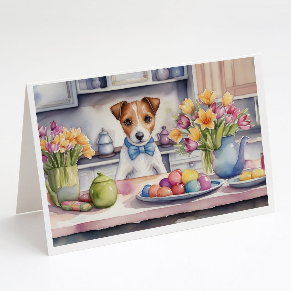 Decorating Easter Jack Russell Terrier Greeting Cards Pack of 8 Blank Cards with Envelopes Whimsical A7 Size 5x7