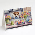 Decorating Easter Jack Russell Terrier Greeting Cards Pack of 8 Blank Cards with Envelopes Whimsical A7 Size 5x7