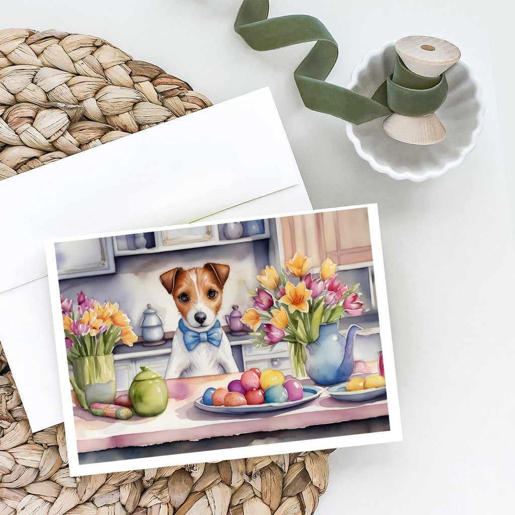 Decorating Easter Jack Russell Terrier Greeting Cards Pack of 8 Blank Cards with Envelopes Whimsical A7 Size 5x7