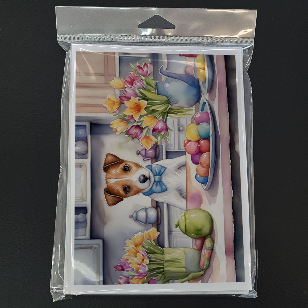 Decorating Easter Jack Russell Terrier Greeting Cards Pack of 8 Blank Cards with Envelopes Whimsical A7 Size 5x7
