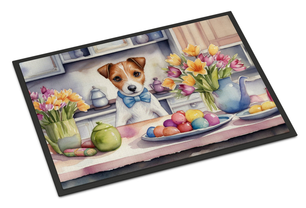 Decorating Easter Jack Russell Terrier Doormat Indoor Outdoor 24H X 36W Front Door Mat Rugs for Entryway, Non Slip Washable Low Pile,