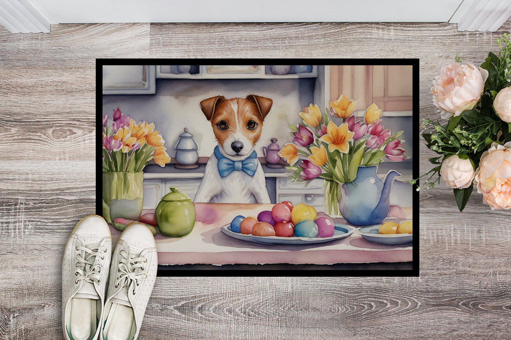 Decorating Easter Jack Russell Terrier Doormat Indoor Outdoor 24H X 36W Front Door Mat Rugs for Entryway, Non Slip Washable Low Pile,