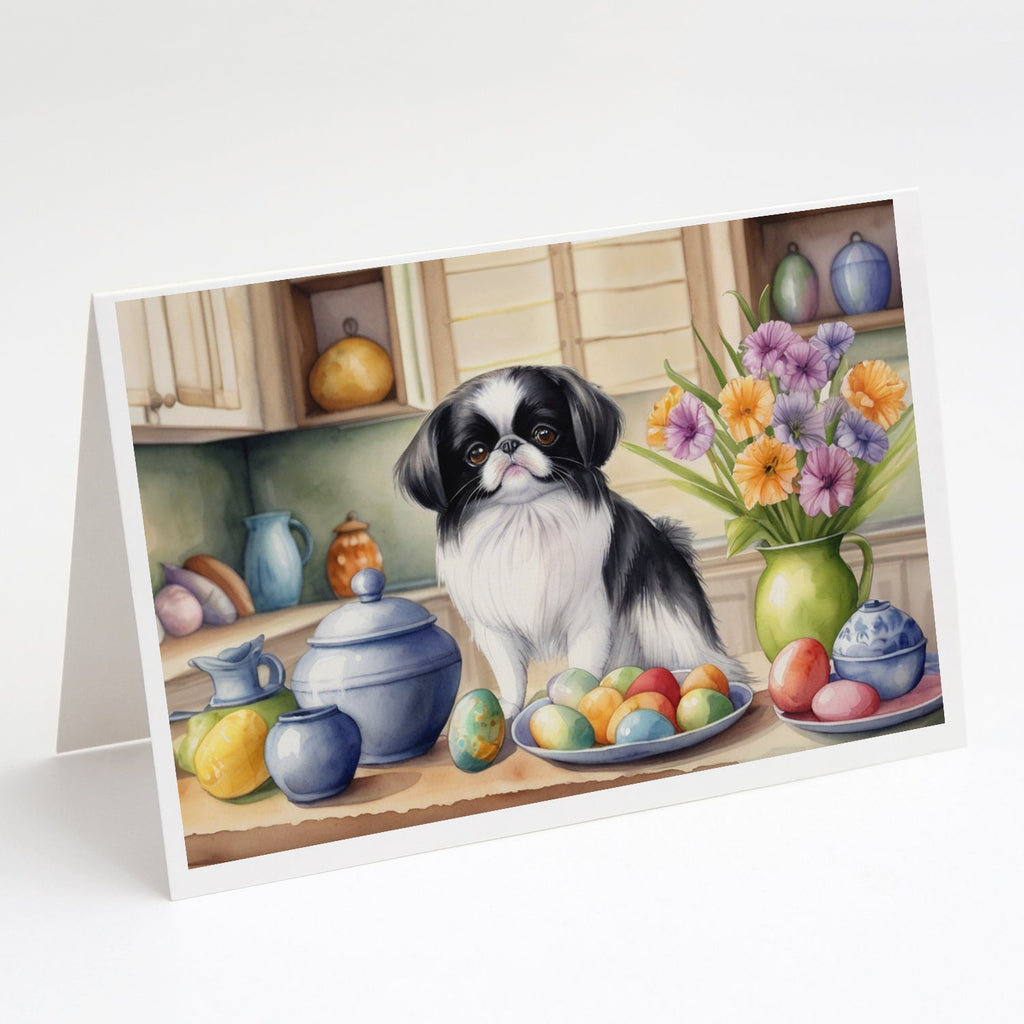 Decorating Easter Japanese Chin Greeting Cards Pack of 8 Blank Cards with Envelopes Whimsical A7 Size 5x7