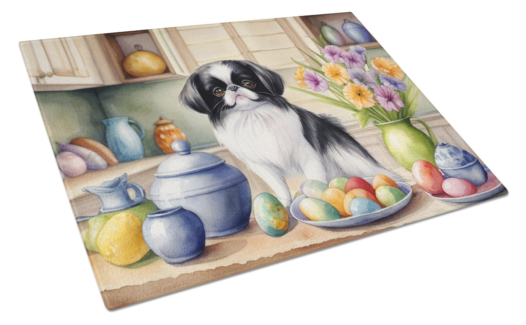 Decorating Easter Japanese Chin Cutting Board Tempered Glass Kitchen Cutting Surface, Heat Resistant Chopping, Non-Slip Feet, Food Prep & Serving