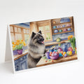 Decorating Easter Keeshond Greeting Cards Pack of 8 Blank Cards with Envelopes Whimsical A7 Size 5x7