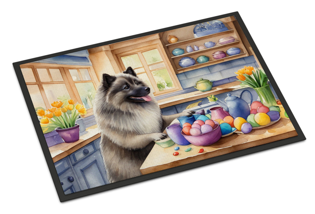 Decorating Easter Keeshond Doormat Indoor Outdoor 24H X 36W Front Door Mat Rugs for Entryway, Non Slip Washable Low Pile,