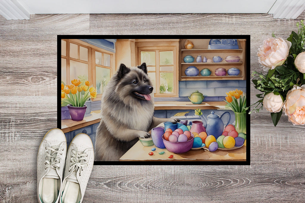 Decorating Easter Keeshond Doormat Indoor Outdoor 24H X 36W Front Door Mat Rugs for Entryway, Non Slip Washable Low Pile,