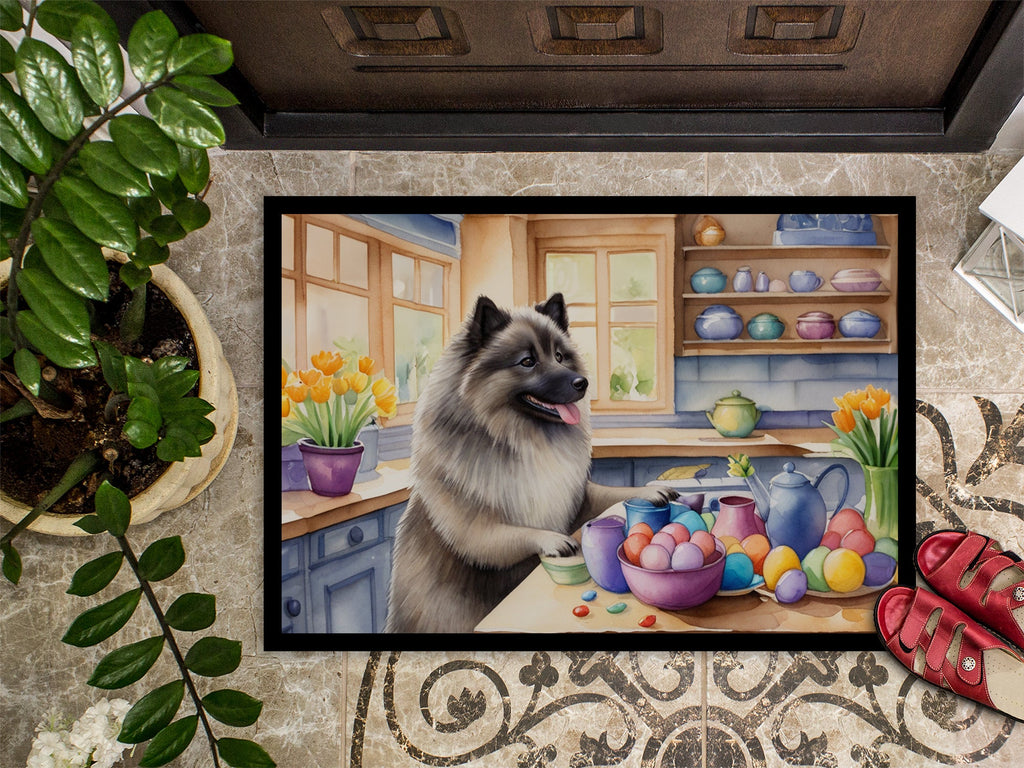 Decorating Easter Keeshond Doormat Indoor Outdoor 24H X 36W Front Door Mat Rugs for Entryway, Non Slip Washable Low Pile,