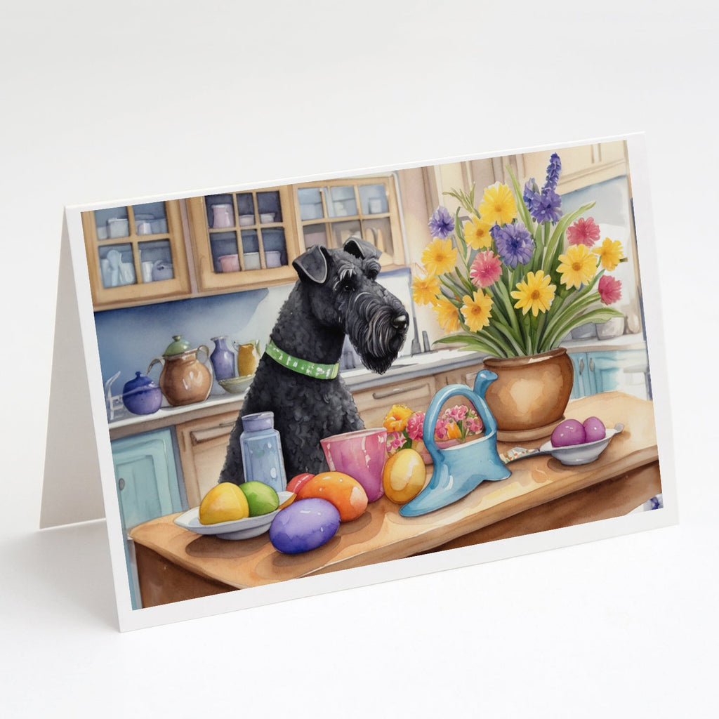 Decorating Easter Kerry Blue Terrier Greeting Cards Pack of 8 Blank Cards with Envelopes Whimsical A7 Size 5x7