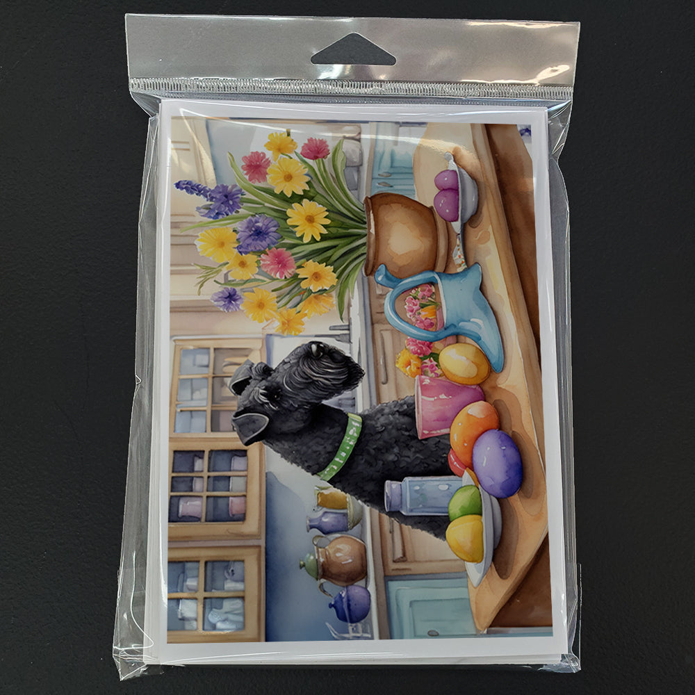 Decorating Easter Kerry Blue Terrier Greeting Cards Pack of 8 Blank Cards with Envelopes Whimsical A7 Size 5x7