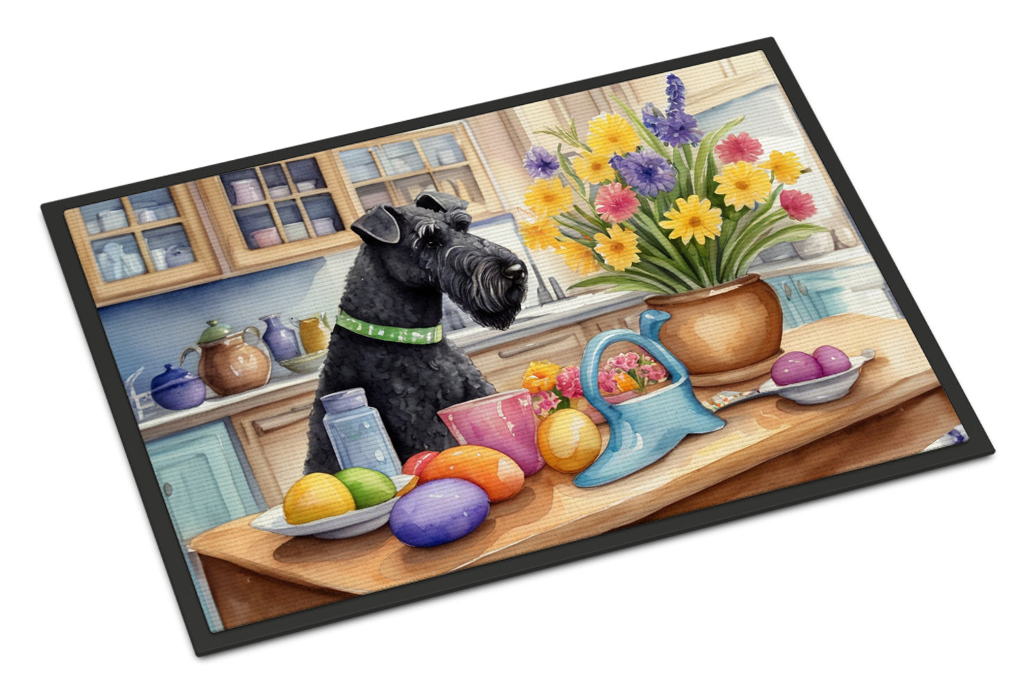 Decorating Easter Kerry Blue Terrier Doormat Indoor Outdoor 24H X 36W Front Door Mat Rugs for Entryway, Non Slip Washable Low Pile,