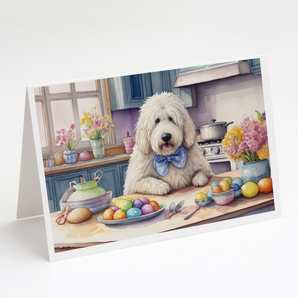 Decorating Easter Komondor Greeting Cards Pack of 8 Blank Cards with Envelopes Whimsical A7 Size 5x7
