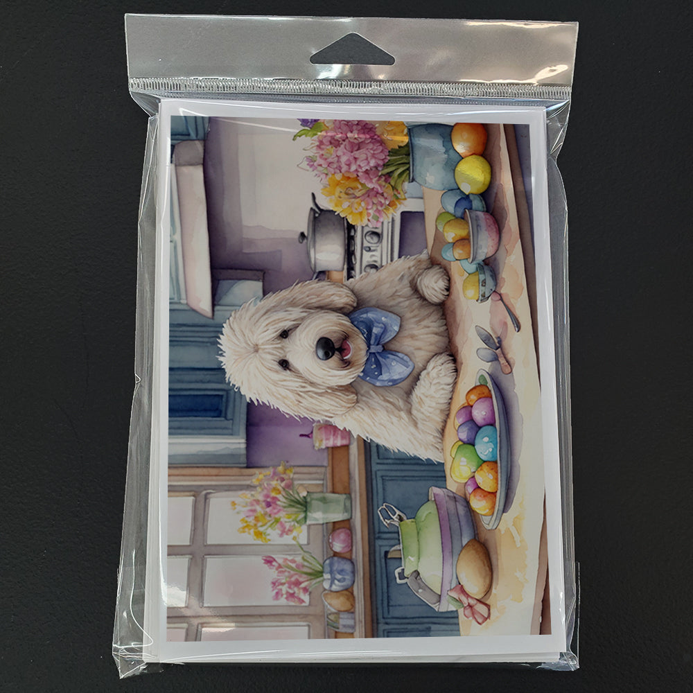 Decorating Easter Komondor Greeting Cards Pack of 8 Blank Cards with Envelopes Whimsical A7 Size 5x7