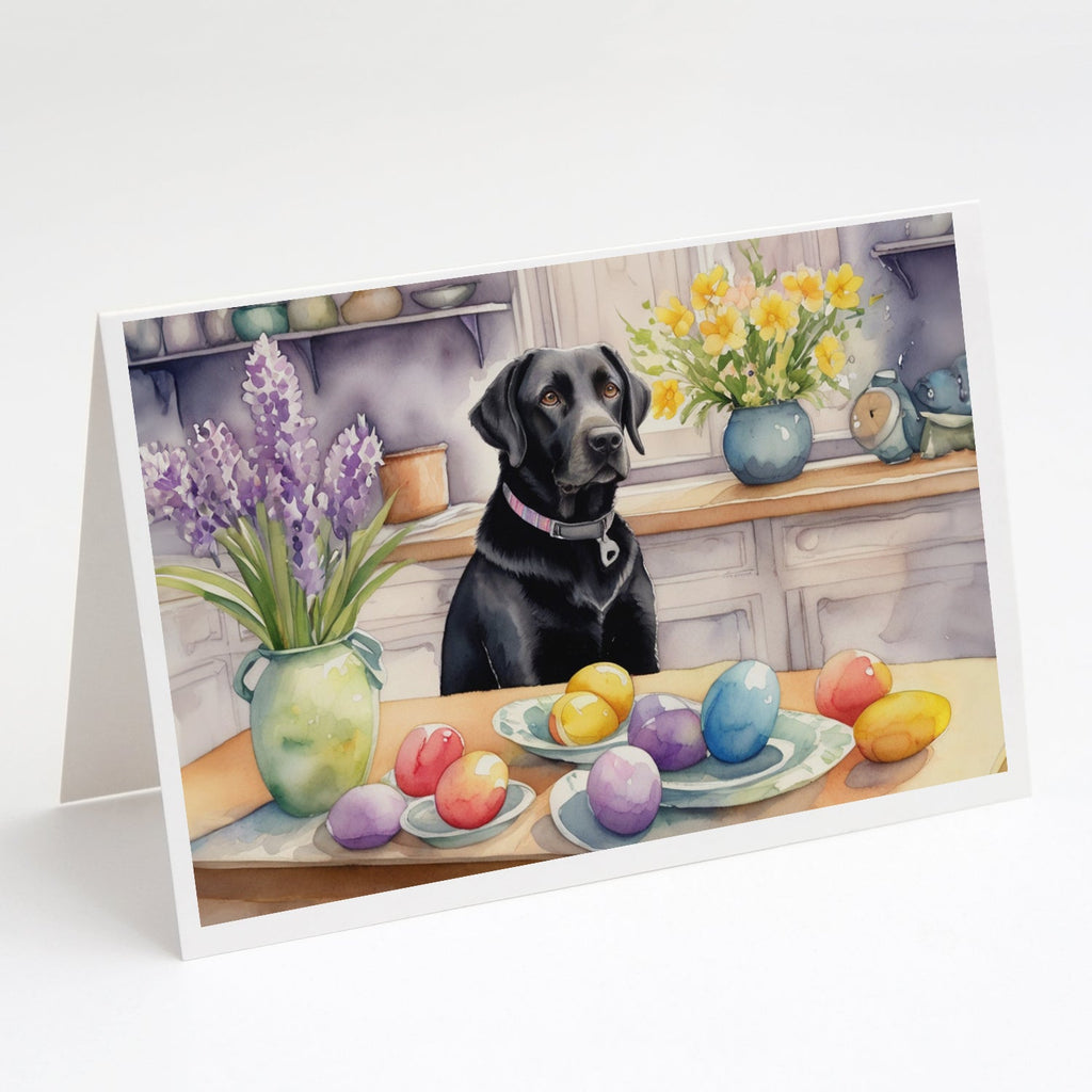 Decorating Easter Black Labrador Retriever Greeting Cards Pack of 8 Blank Cards with Envelopes Whimsical A7 Size 5x7