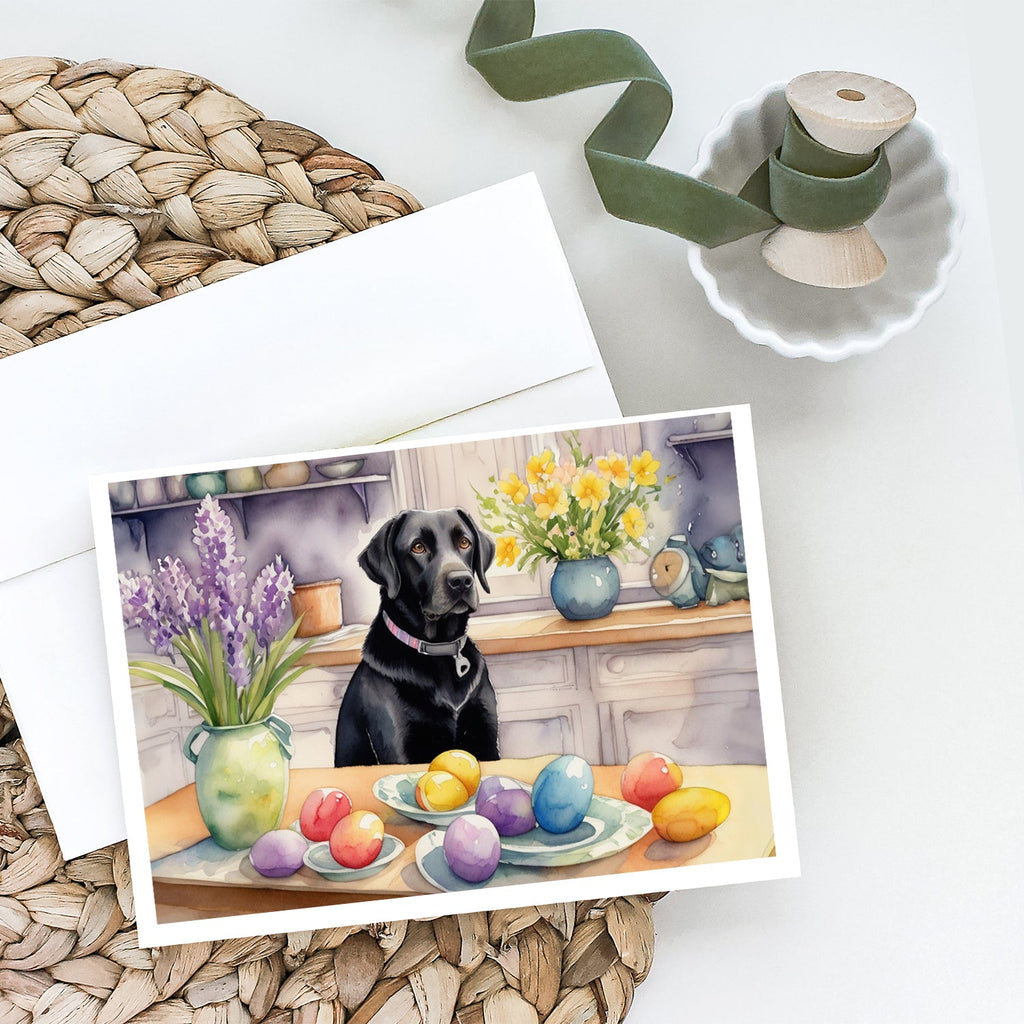 Decorating Easter Black Labrador Retriever Greeting Cards Pack of 8 Blank Cards with Envelopes Whimsical A7 Size 5x7