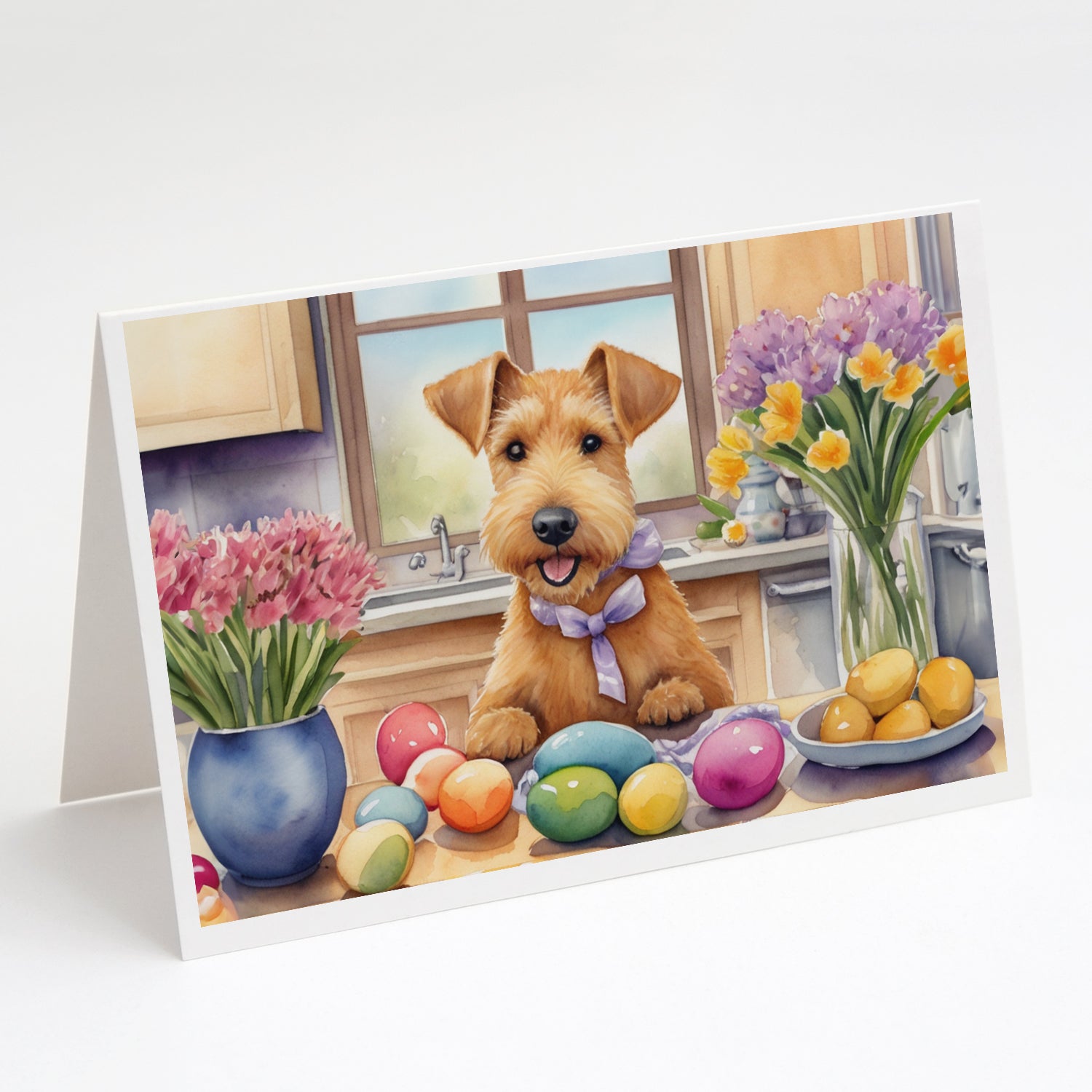 Decorating Easter Lakeland Terrier Greeting Cards Pack of 8 Blank Cards with Envelopes Whimsical A7 Size 5x7