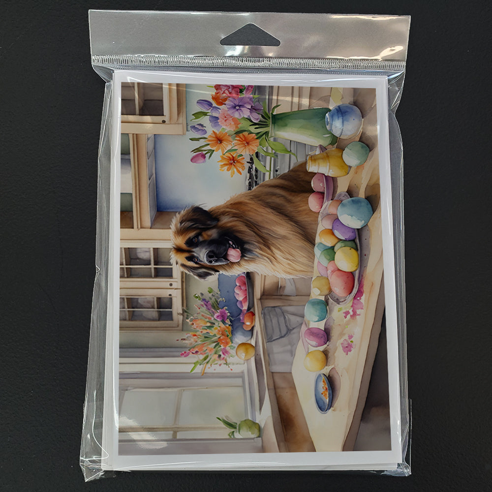 Decorating Easter Leonberger Greeting Cards Pack of 8 Blank Cards with Envelopes Whimsical A7 Size 5x7