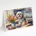 Decorating Easter Lhasa Apso Greeting Cards Pack of 8 Blank Cards with Envelopes Whimsical A7 Size 5x7