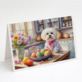 Decorating Easter Maltese Greeting Cards Pack of 8 Blank Cards with Envelopes Whimsical A7 Size 5x7