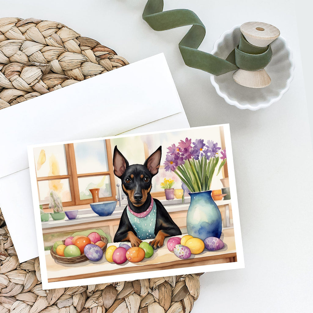Decorating Easter Manchester Terrier Greeting Cards Pack of 8 Blank Cards with Envelopes Whimsical A7 Size 5x7