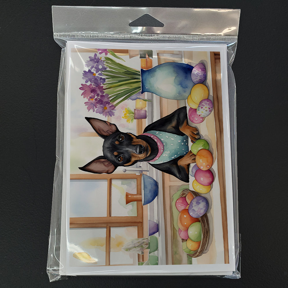 Decorating Easter Manchester Terrier Greeting Cards Pack of 8 Blank Cards with Envelopes Whimsical A7 Size 5x7
