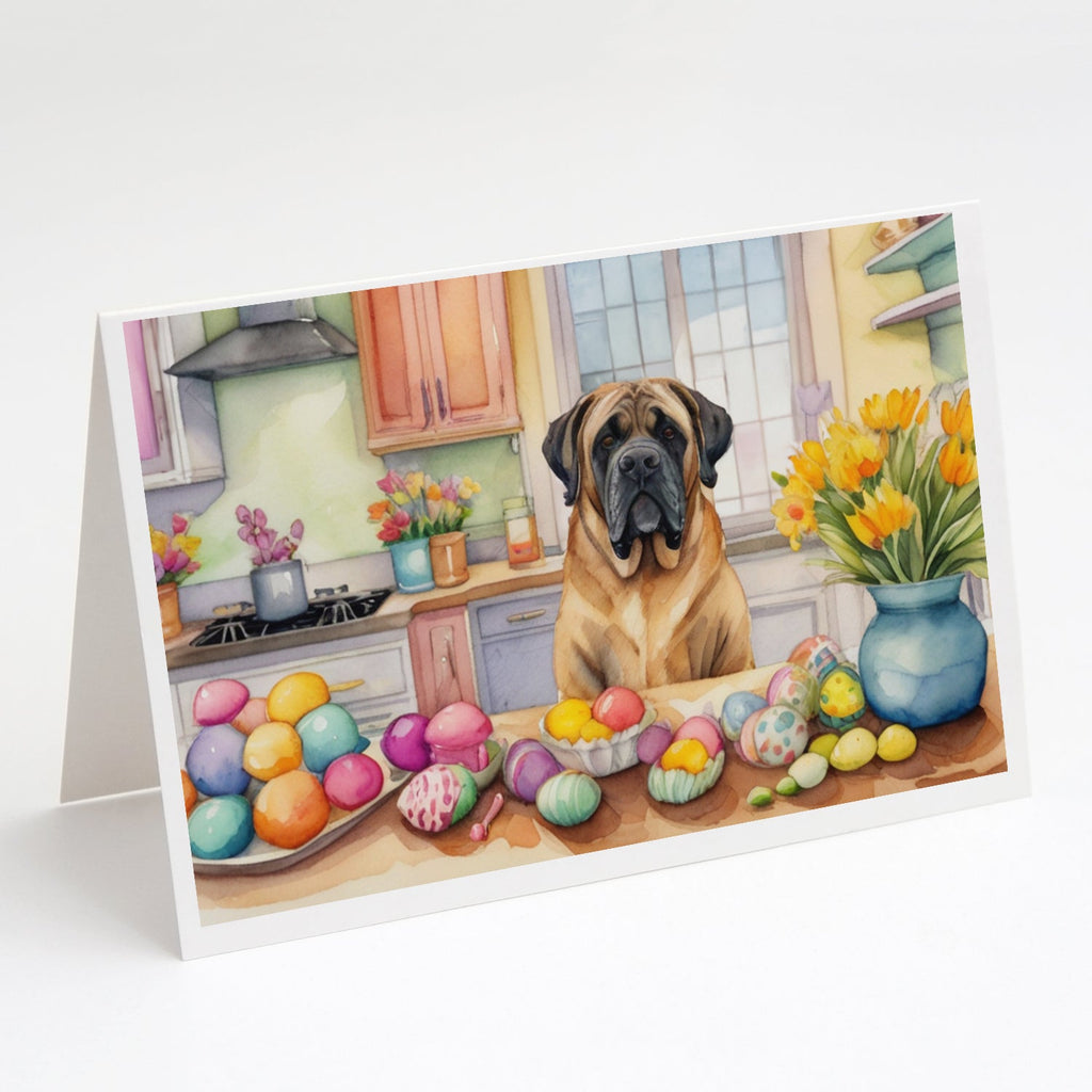 Decorating Easter Mastiff Greeting Cards Pack of 8 Blank Cards with Envelopes Whimsical A7 Size 5x7