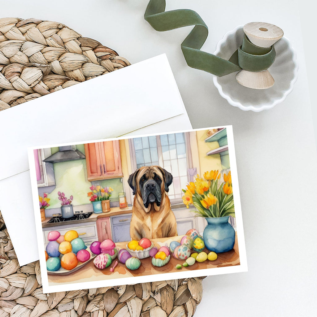 Decorating Easter Mastiff Greeting Cards Pack of 8 Blank Cards with Envelopes Whimsical A7 Size 5x7