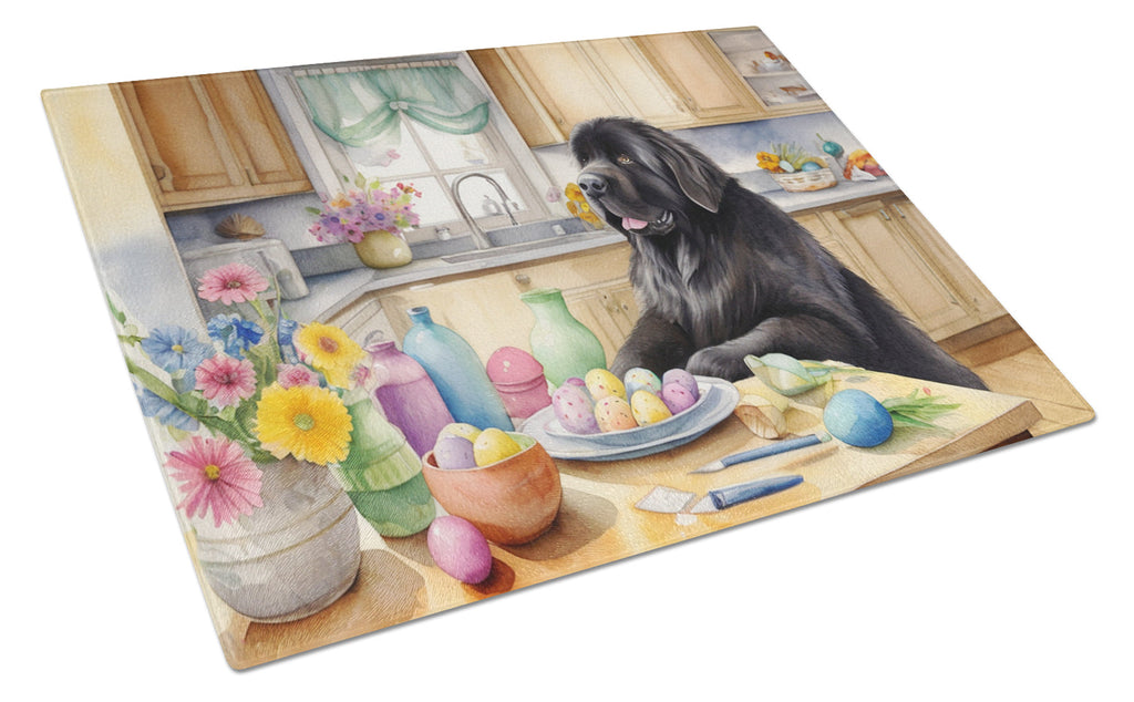 Decorating Easter Newfoundland Cutting Board Tempered Glass Kitchen Cutting Surface, Heat Resistant Chopping, Non-Slip Feet, Food Prep & Serving