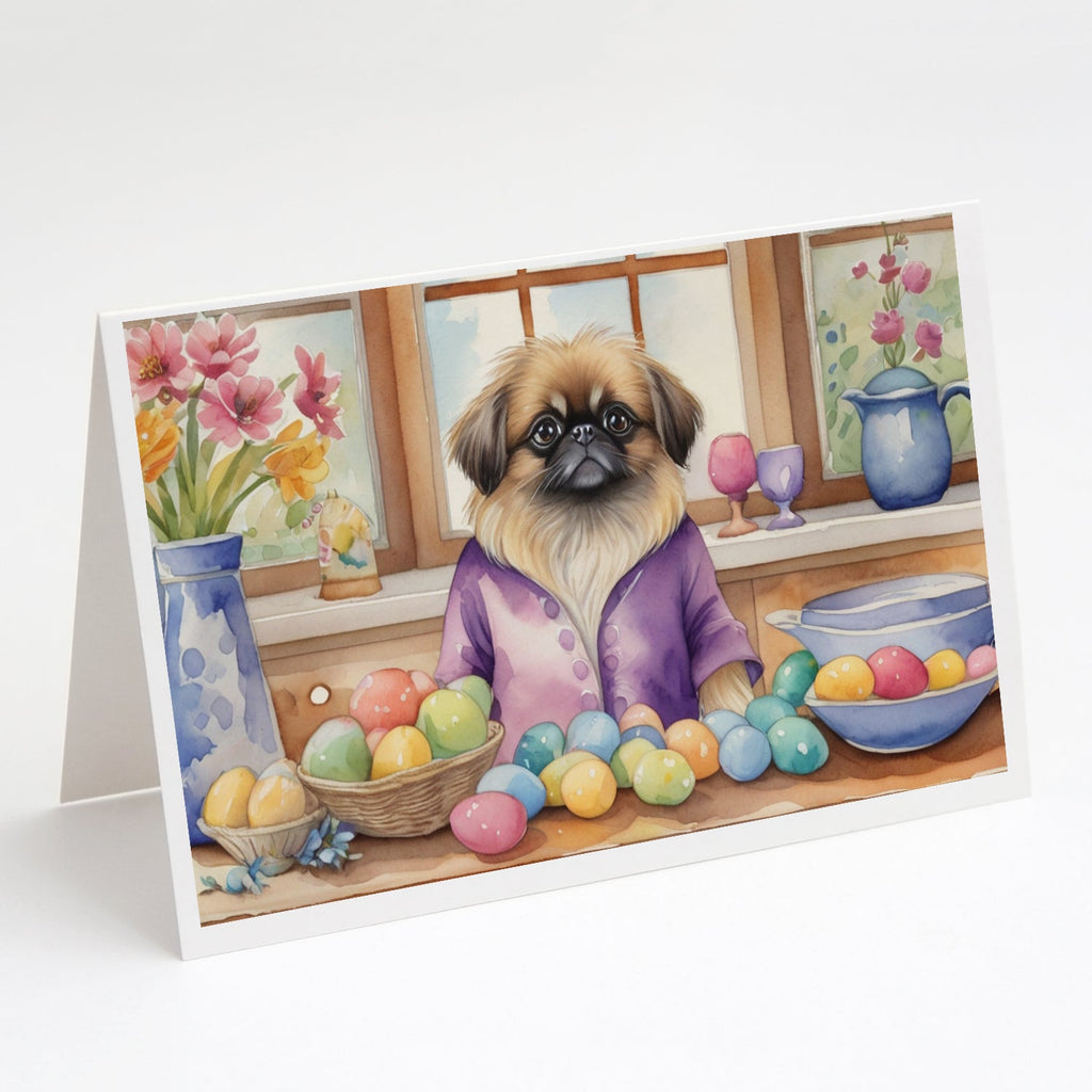 Decorating Easter Pekingese Greeting Cards Pack of 8 Blank Cards with Envelopes Whimsical A7 Size 5x7