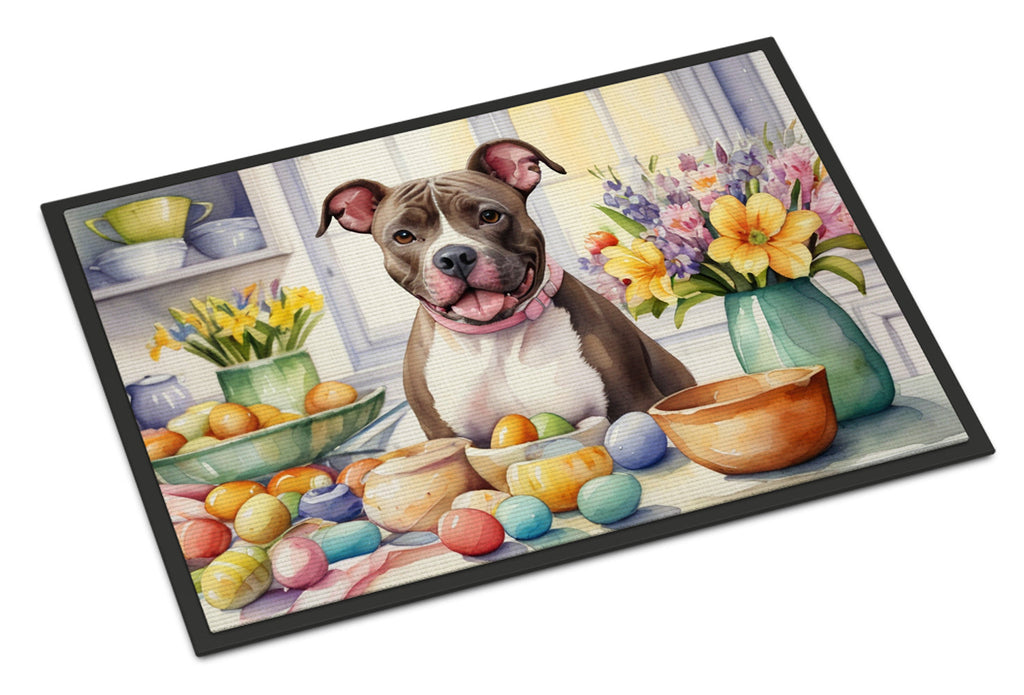 Decorating Easter Pit Bull Terrier Doormat Indoor Outdoor 24H X 36W Front Door Mat Rugs for Entryway, Non Slip Washable Low Pile,