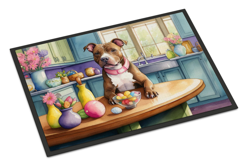 Decorating Easter Pit Bull Terrier Doormat Indoor Outdoor 24H X 36W Front Door Mat Rugs for Entryway, Non Slip Washable Low Pile,