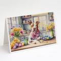 Decorating Easter Pit Bull Terrier Greeting Cards Pack of 8 Blank Cards with Envelopes Whimsical A7 Size 5x7